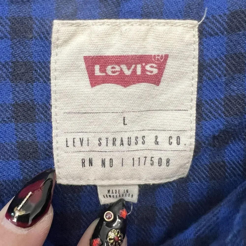 Levi’s Flannel Long Sleeve Shirt Size L 90s Grunge Western Y2K NOC3842